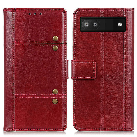 Coque Portefeuille Livre Cuir Etui Clapet M06L pour Google Pixel 6a 5G Rouge