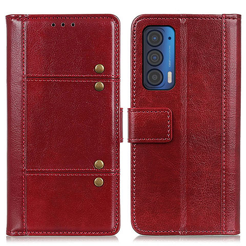 Coque Portefeuille Livre Cuir Etui Clapet M06L pour Motorola Moto Edge (2021) 5G Rouge