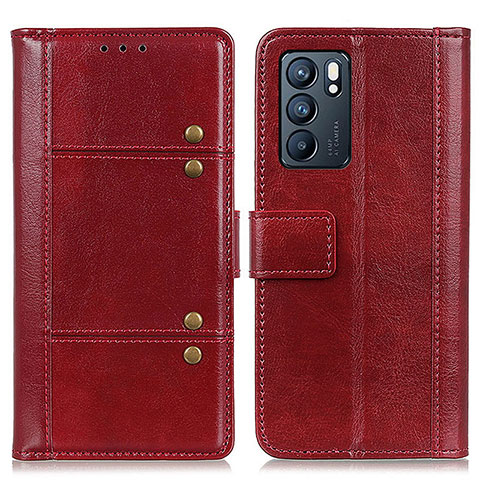 Coque Portefeuille Livre Cuir Etui Clapet M06L pour Oppo Reno6 5G Rouge