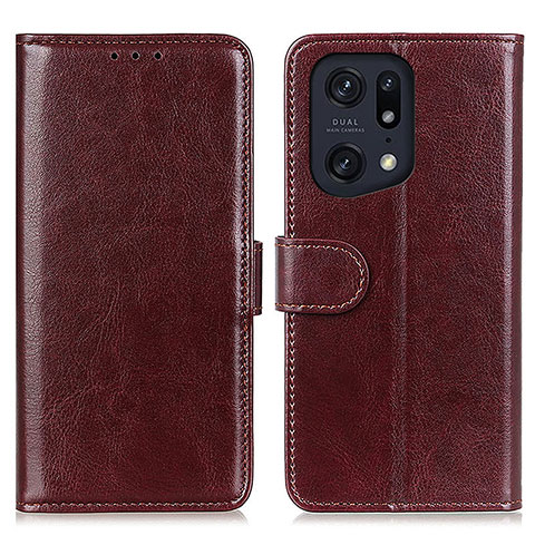 Coque Portefeuille Livre Cuir Etui Clapet M07L pour Oppo Find X5 Pro 5G Marron