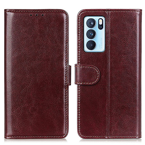 Coque Portefeuille Livre Cuir Etui Clapet M07L pour Oppo Reno6 Pro 5G India Marron