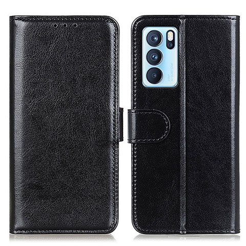 Coque Portefeuille Livre Cuir Etui Clapet M07L pour Oppo Reno6 Pro 5G India Noir