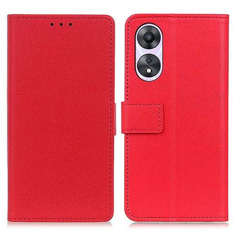 Coque Portefeuille Livre Cuir Etui Clapet M08L pour Oppo A18 Rouge