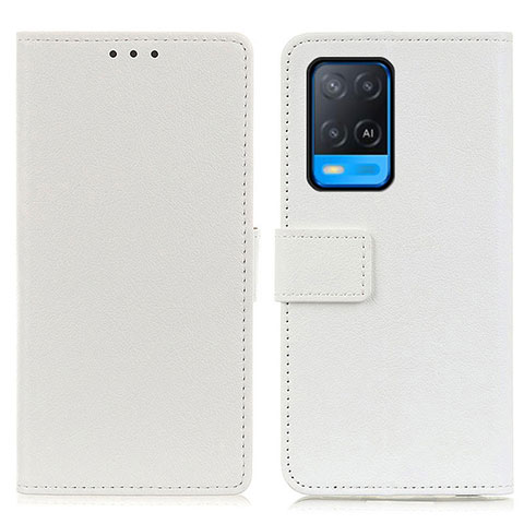 Coque Portefeuille Livre Cuir Etui Clapet M08L pour Oppo A54 4G Blanc