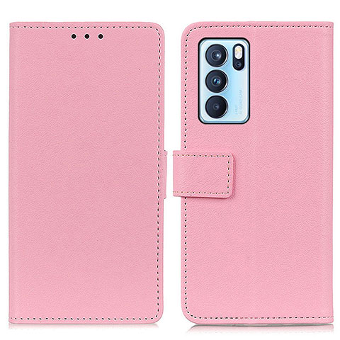 Coque Portefeuille Livre Cuir Etui Clapet M08L pour Oppo Reno6 Pro 5G India Rose