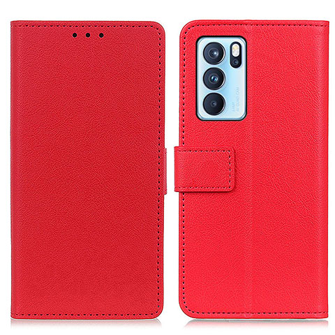 Coque Portefeuille Livre Cuir Etui Clapet M08L pour Oppo Reno6 Pro 5G India Rouge