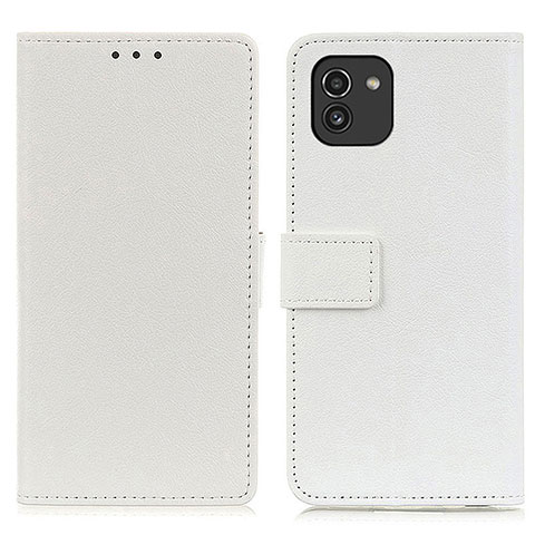 Coque Portefeuille Livre Cuir Etui Clapet M08L pour Samsung Galaxy A03 Blanc