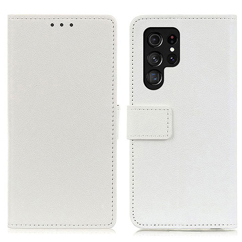 Coque Portefeuille Livre Cuir Etui Clapet M08L pour Samsung Galaxy S22 Ultra 5G Blanc