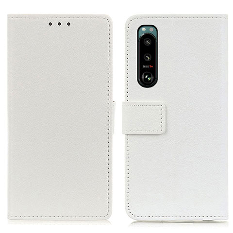 Coque Portefeuille Livre Cuir Etui Clapet M08L pour Sony Xperia 5 III SO-53B Blanc