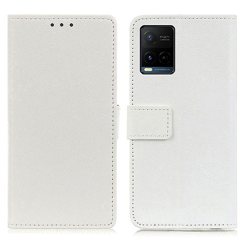 Coque Portefeuille Livre Cuir Etui Clapet M08L pour Vivo Y21G Blanc