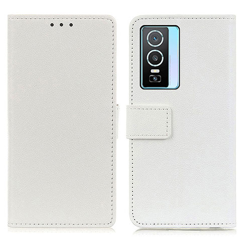 Coque Portefeuille Livre Cuir Etui Clapet M08L pour Vivo Y76s 5G Blanc