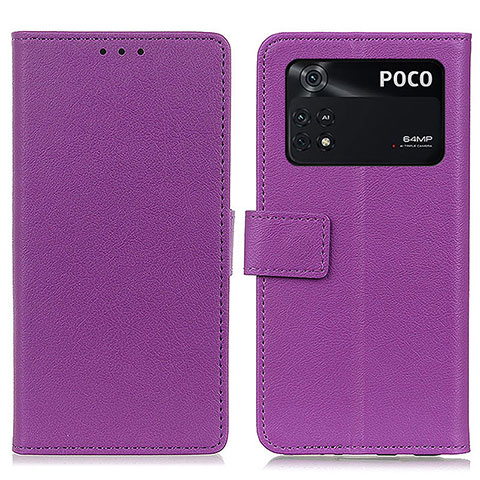 Coque Portefeuille Livre Cuir Etui Clapet M08L pour Xiaomi Poco M4 Pro 4G Violet