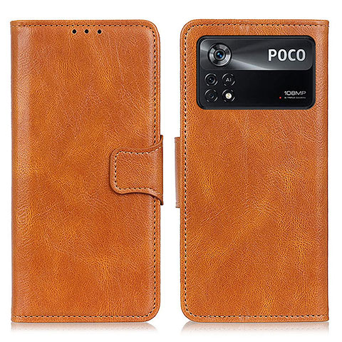 Coque Portefeuille Livre Cuir Etui Clapet M09L pour Xiaomi Poco X4 Pro 5G Marron