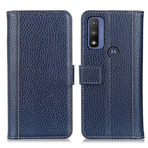 Coque Portefeuille Livre Cuir Etui Clapet M10L pour Motorola Moto G Pure Bleu