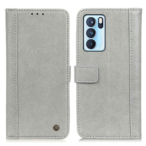 Coque Portefeuille Livre Cuir Etui Clapet M10L pour Oppo Reno6 Pro 5G India Gris