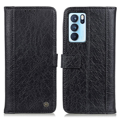 Coque Portefeuille Livre Cuir Etui Clapet M10L pour Oppo Reno6 Pro 5G India Noir