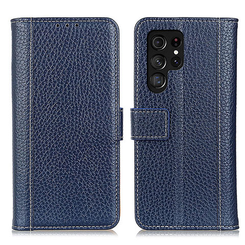 Coque Portefeuille Livre Cuir Etui Clapet M10L pour Samsung Galaxy S23 Ultra 5G Bleu