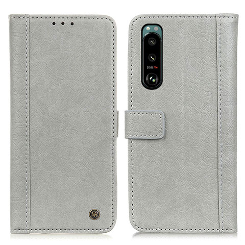 Coque Portefeuille Livre Cuir Etui Clapet M10L pour Sony Xperia 5 III SO-53B Gris