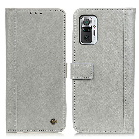 Coque Portefeuille Livre Cuir Etui Clapet M10L pour Xiaomi Redmi Note 10 Pro 4G Gris