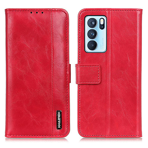 Coque Portefeuille Livre Cuir Etui Clapet M11L pour Oppo Reno6 Pro 5G India Rouge