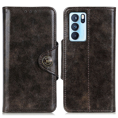 Coque Portefeuille Livre Cuir Etui Clapet M12L pour Oppo Reno6 Pro 5G India Bronze