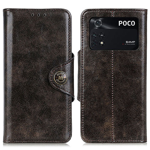 Coque Portefeuille Livre Cuir Etui Clapet M12L pour Xiaomi Poco M4 Pro 4G Bronze