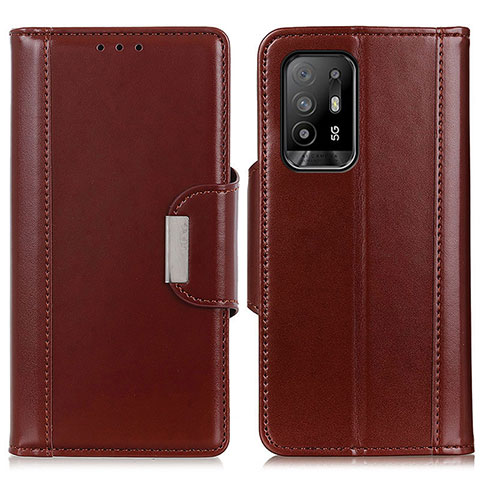 Coque Portefeuille Livre Cuir Etui Clapet M13L pour Oppo F19 Pro+ Plus 5G Marron