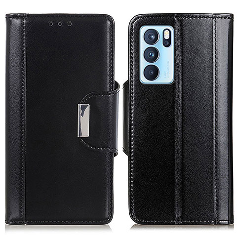 Coque Portefeuille Livre Cuir Etui Clapet M13L pour Oppo Reno6 Pro 5G India Noir