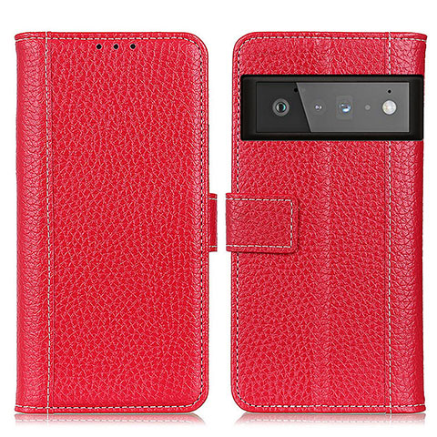 Coque Portefeuille Livre Cuir Etui Clapet M14L pour Google Pixel 6 Pro 5G Rouge