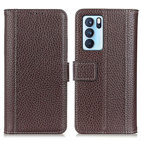 Coque Portefeuille Livre Cuir Etui Clapet M14L pour Oppo Reno6 Pro 5G India Marron