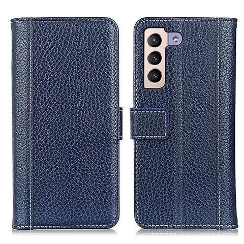 Coque Portefeuille Livre Cuir Etui Clapet M14L pour Samsung Galaxy S21 Plus 5G Bleu