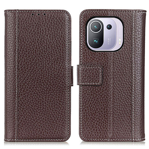 Coque Portefeuille Livre Cuir Etui Clapet M14L pour Xiaomi Mi 11 Pro 5G Marron