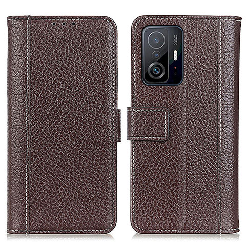 Coque Portefeuille Livre Cuir Etui Clapet M14L pour Xiaomi Mi 11T Pro 5G Marron