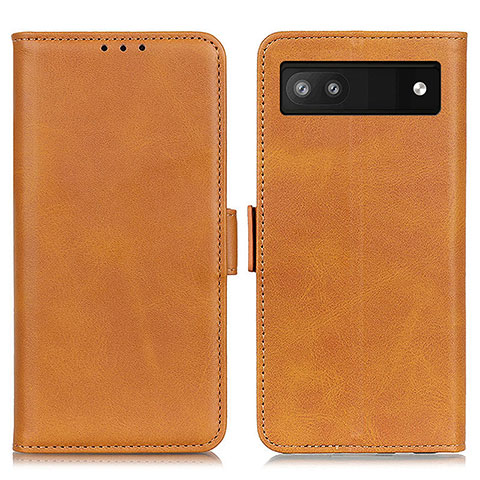 Coque Portefeuille Livre Cuir Etui Clapet M15L pour Google Pixel 6a 5G Brun Clair