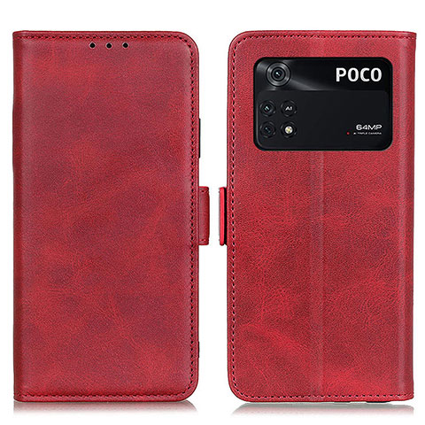 Coque Portefeuille Livre Cuir Etui Clapet M15L pour Xiaomi Poco M4 Pro 4G Rouge