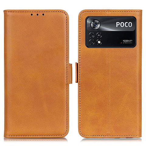 Coque Portefeuille Livre Cuir Etui Clapet M15L pour Xiaomi Poco X4 Pro 5G Brun Clair