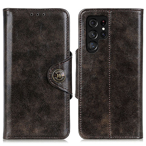 Coque Portefeuille Livre Cuir Etui Clapet M16L pour Samsung Galaxy S23 Ultra 5G Marron