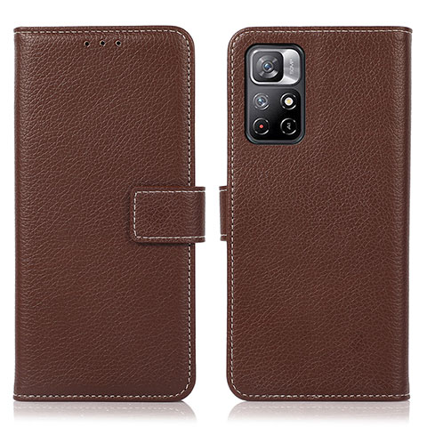 Coque Portefeuille Livre Cuir Etui Clapet M16L pour Xiaomi Poco M4 Pro 5G Marron