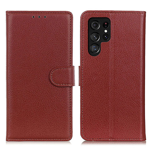 Coque Portefeuille Livre Cuir Etui Clapet M18L pour Samsung Galaxy S23 Ultra 5G Marron