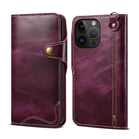 Coque Portefeuille Livre Cuir Etui Clapet MT1 pour Apple iPhone 16 Pro Violet