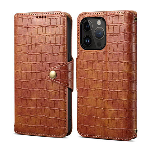 Coque Portefeuille Livre Cuir Etui Clapet MT6 pour Apple iPhone 14 Pro Marron