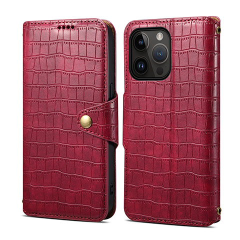 Coque Portefeuille Livre Cuir Etui Clapet MT6 pour Apple iPhone 14 Pro Max Rouge