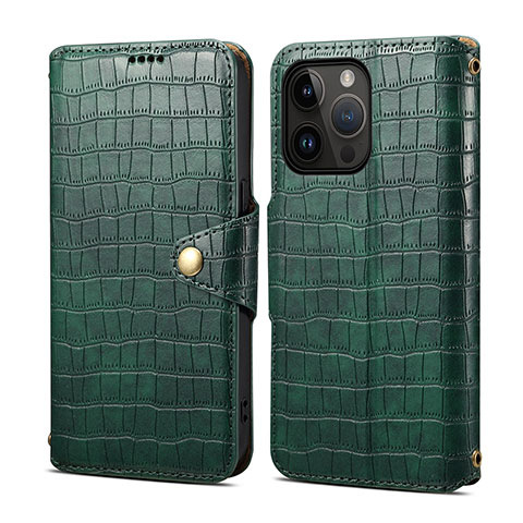 Coque Portefeuille Livre Cuir Etui Clapet MT6 pour Apple iPhone 16 Pro Max Vert