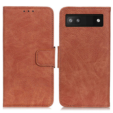 Coque Portefeuille Livre Cuir Etui Clapet N01P pour Google Pixel 7a 5G Marron