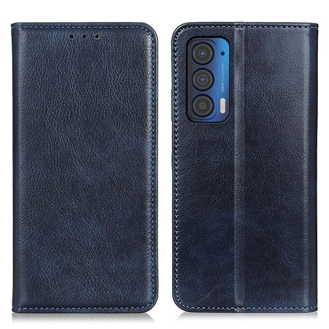 Coque Portefeuille Livre Cuir Etui Clapet N01P pour Motorola Moto Edge (2021) 5G Bleu