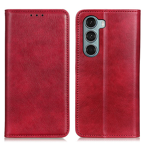 Coque Portefeuille Livre Cuir Etui Clapet N01P pour Motorola Moto G200 5G Rouge