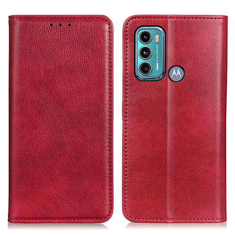 Coque Portefeuille Livre Cuir Etui Clapet N01P pour Motorola Moto G60 Rouge