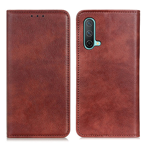 Coque Portefeuille Livre Cuir Etui Clapet N01P pour OnePlus Nord CE 5G Marron