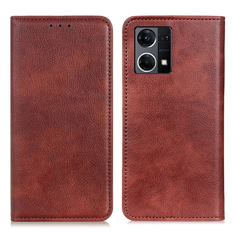 Coque Portefeuille Livre Cuir Etui Clapet N01P pour Oppo F21 Pro 4G Marron