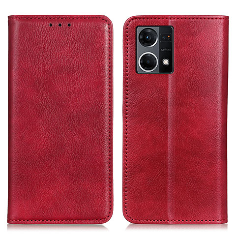 Coque Portefeuille Livre Cuir Etui Clapet N01P pour Oppo F21s Pro 4G Rouge